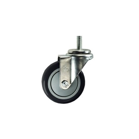 Service Caster 4 Inch SS Black Polyurethane Wheel Swivel 10mm Threaded Stem Caster SCC SCC-SSTS20S414-PPUB-BLK-M1015