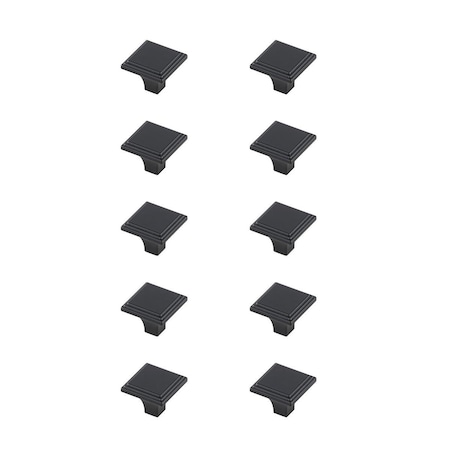 Elegant Decor 1 in. Wilow Multipack Square Knob, Matte Black, 10PK KB2012-MB-10PK