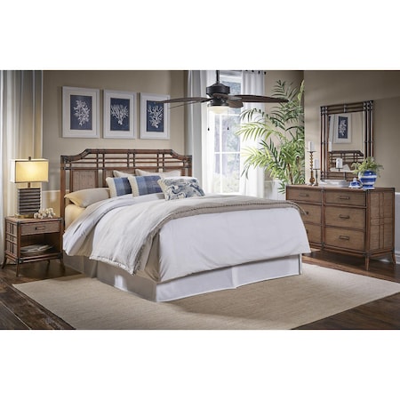 Hospitality Rattan Home Palm Cove 4-Piece King Bedroom Set 1102-5647-ATQ-4BK-GL