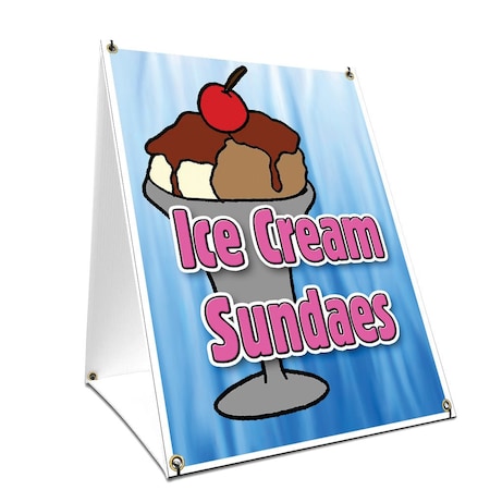 Signmission Ice Cream Sundaes, 24 Inch x 18 Inch A-frame Yard Sign, Plastic Sign SBC-1824-Ice Cream Sundaes