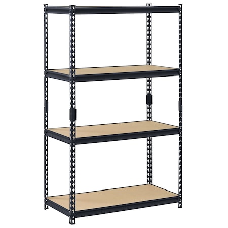Edsal Shelving Unit, 4 Tier, 36"Wx18"Dx60"H, Blk UR364P-BLK