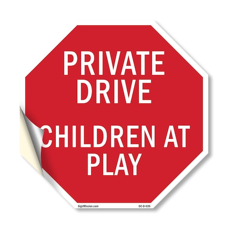 Signmission Private Drive Children at Play, 10 Inch X 10 Inch, Vinyl Decal OC-D-10-35