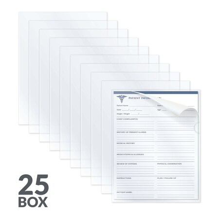 C-Line Products 8-1/2" x 11" Clear Reduced Glare Poly Project Folders with Antimicrobial Protection, 25/BX 62137