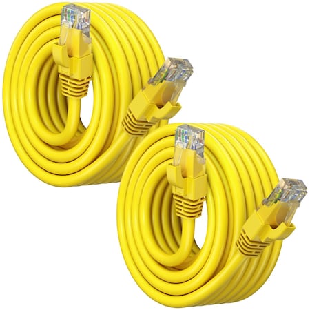 Maximm Cat6 Ethernet Cable 20ft 10Gbps 550MHz UTP, 2PK, Yellow, 2PK CAT6CCA-20YL-2PK