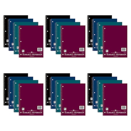 Roaring Spring Case of Wirebound Notebooks, 10.5"x8", 1 Subject, 70 sht, Assorted Color Covers, Wide Ruled w/Margin, PK24 10021cs