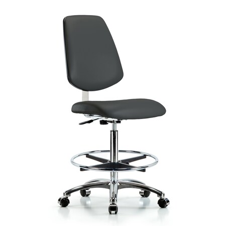 Blue Ridge Ergonomics Clean Room Chair 26" to 35-1/2" Height, Vinyl, Charcoal BR-CLR-VHBCH-MB-CR-CF-CC-8605