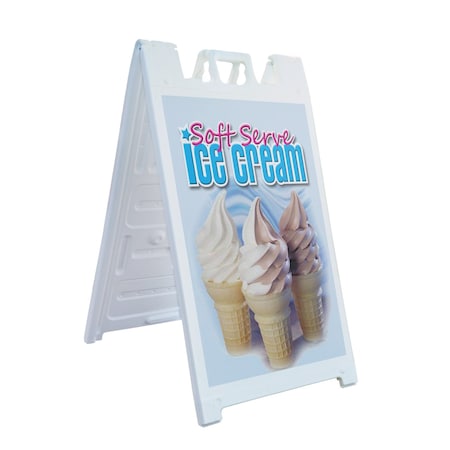 Signmission Soft Serve Ice Cream, A-Frame & 2 Decals Installed, Heavy-Duty Plastic Frame SBHD-D-2436-Soft Serve Ice Cream