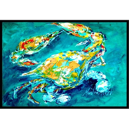 Carolines Treasures MW1162MAT By Chance Crab in Aqua blue Indoor or Outdoor Mat MW1162MAT