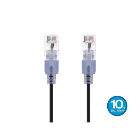 Monoprice Slim Cat6A Cable, PK10, 3 ft.Black 15153