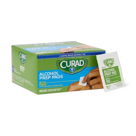 Medline CURAD Medium 2-Ply Sterile Alcohol Prep Pad, 200/Box, 20PK CUR45581RBI