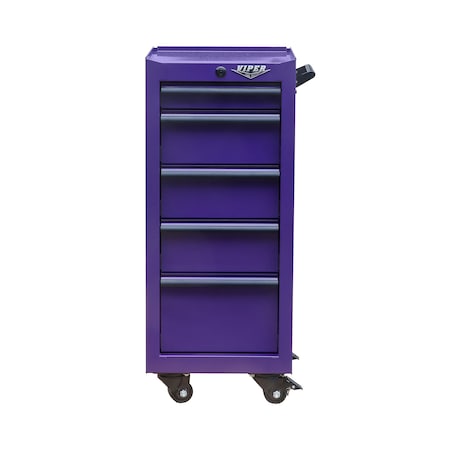 Viper Tool Storage 16-Inch 5-Drawer 18G Steel Rolling Tool/Salon Cart, Purple V1605PUR