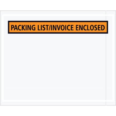 Box Packaging Panel Face Envelopes, "Packing List/Invoice Enclosed" Print, 5-1/2"Lx4-1/2"W, Orange, 1000/Pack PL462