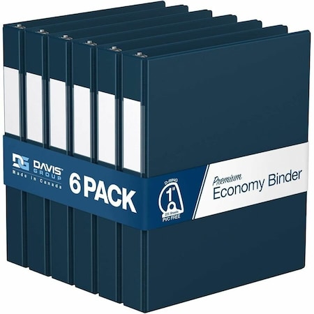 Davis Group Premium Economy, Angle D Ring, Binder, (Navy Blue, 1"), PK6 2301-72-06