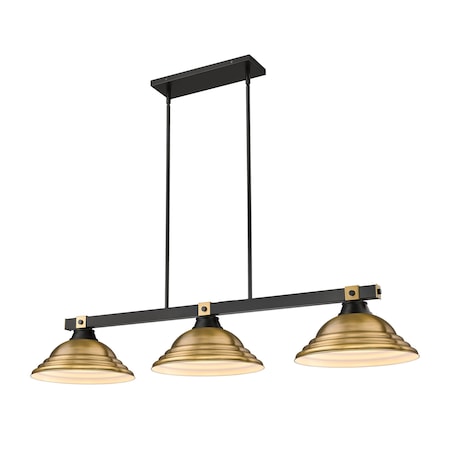 Z-Lite Bronte 3 Light Billiard, Matte Black and Rubbed Brass, Rubbed Brass 1955-3MB-RB-SRB