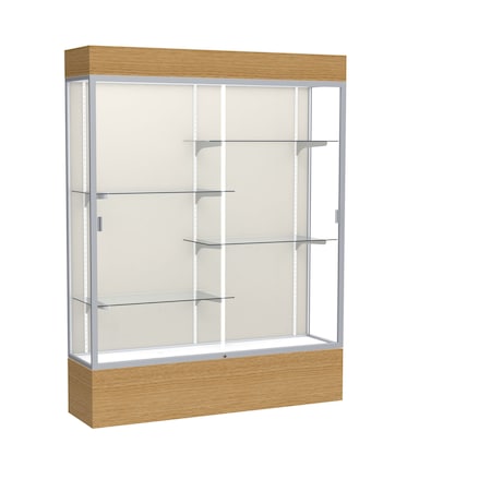 Ghent Lighted Floor Display Case 60x80x16, Plaque, Satin 2175PB-SN-AK