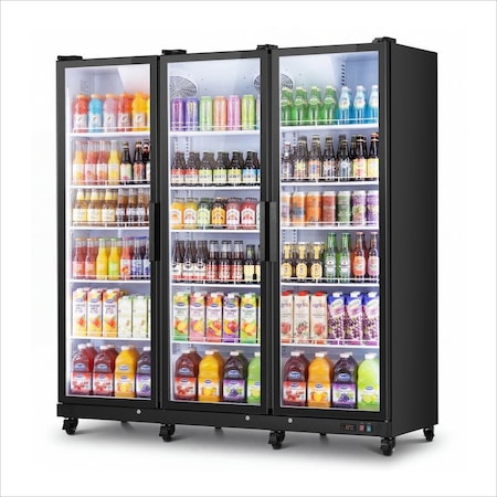 Yeego 67 in.W 43 cu.ft.Commercial Refrigerator Glass 3-Door Merchandiser Display YG-SC-1260FC-ZO