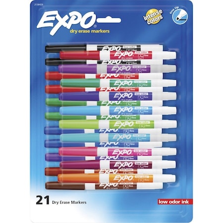Expo Dry Erase Markers, Whiteboard Markers with Low Odor Ink, Fine Tip, Assorted Vibrant Colors, 21PK 2138429