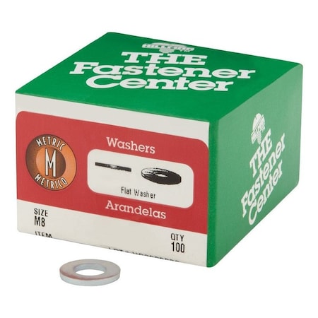 Hillman Zinc-Plated Steel M8 mm Flat Washer, 100PK 923020