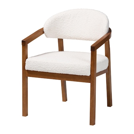 Baxton Studio Biana Boucle Dining Chair - Modern Upholstered Accent Armchair, Cream, Minimalist Design 259-14203-ZORO
