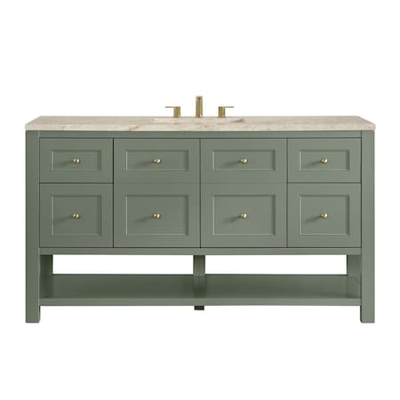 James Martin Vanities Breckenridge 60" Single Vanity, Smokey Celadon, w/ 3 CM Tajnar Eclos Top w/FreePower Wireless Charger 330-V60S-SC-FTJR