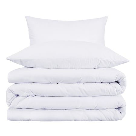 Homeroots White King Cotton Blend 1000 Thread Count Washable Duvet Cover Set 528182