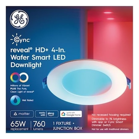 Ge Reveal Series Wafer Downlight, 13 W, 120 V, LED Lamp 93131647