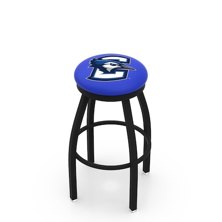 Holland Bar Stool Co 36" Blk Wrinkle Creighton Swivel Bar Stool, Accent Ring L8B2B36Crghtn