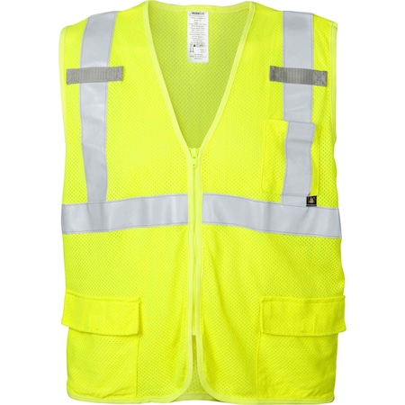 Ironwear Hi-Vis FR Safety Vest M Class 2 U Back, , Zipper 3 Pockets 1266FR-LZ-RD-MD