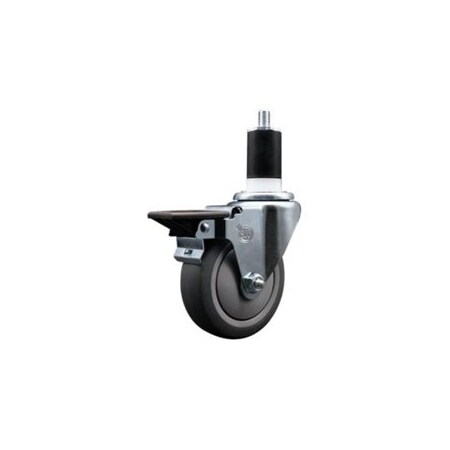 Service Caster 4'' Thermoplastic Rubber Swivel 1-1/2'' Expanding Stem Caster with Brake SCC-EX20S414-TPRB-PLB-112