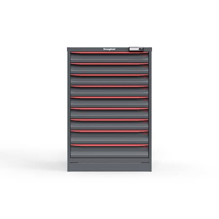 Strong Hold 9 drawer cabinet - (7x 3ft, 2x 4ft) - Red accents - Electronic Lock S3044-PPRAS-0903DS