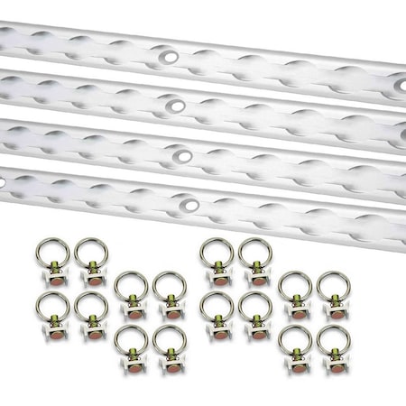 Mytee Products 8 ft L-Track Powder Coated (4) & Stud w/Stainless Steel Ring (16) Tie Down System, 16PK LTK8x4-LTKSx16