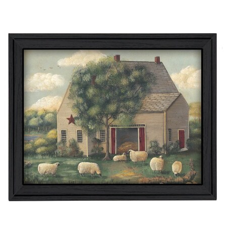 Homeroots Wooly Sheep Black Framed Print Wall Art 404678