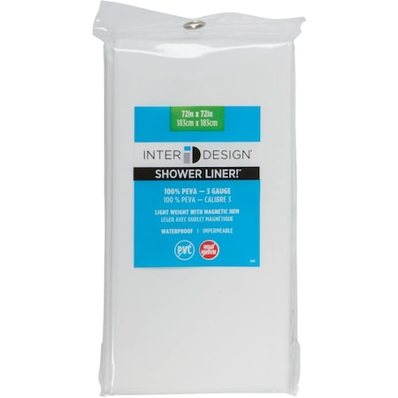 Idesign 72'' x 72'' White PEVA Shower Curtain Liner 12054