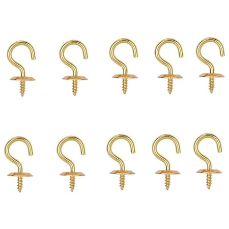 Prosource Cup Hook, 9/32 in Opening, 2.5 mm Thread, 5/8 in L, Brass, Brass LR-389-PS