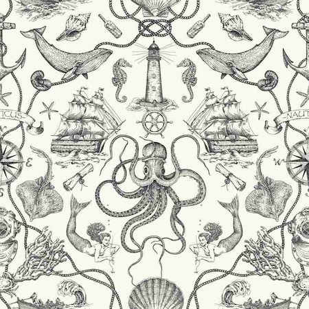York Wallcoverings Deep Sea Toile Black Wallpaper HO3360