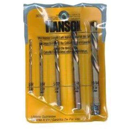 Hanson 5 Piece Cobalt Left Handed Drill Bit Set, 5PK HAN30520