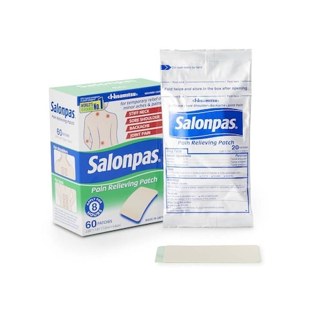 Salonpas Pain Relieving Patches, 2.38"X1.81", 60PK 1088319_BX