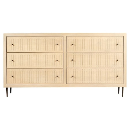 Homeroots 68" Natural Solid Wood Six Drawer Dresser 620850