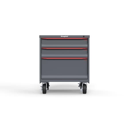 Strong Hold 3 drawer cabinet - (2x 5in, 1x 12in) - Red accents - Keyed Different S3036-PCDAS-0304DS