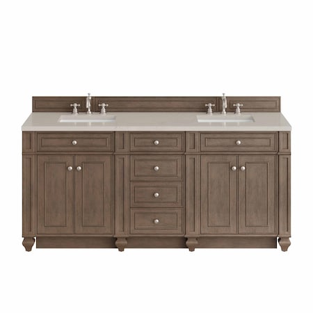 James Martin Vanities Bristol 72" Double Vanity, Whitewashed Walnut, w/ 3 CM Siberian Silestone Top 157-V72-WW-3SFR