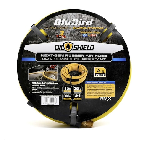 Rmx Industries Oil Shield Rubber Air Hose 3/8InX15Ft BLBOS3815