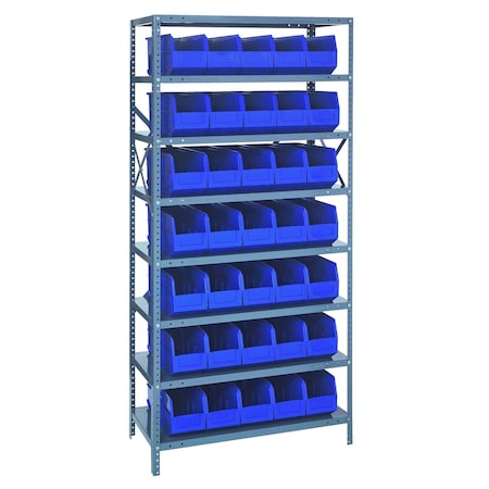 Quantum Storage Systems STEEL SHELVING UNIT W/ 35 BINS BLUE 1875-461BL