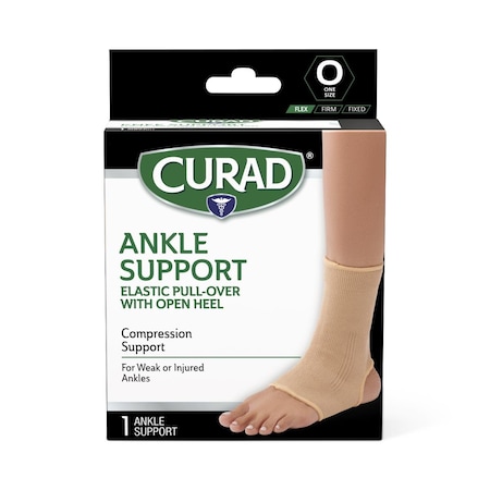 Medline CURAD Elastic Open-Heel Ankle Support, Universal Size, Right or Left Ankle, 4PK CURORT261U