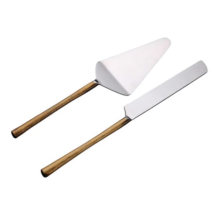 Homeroots Hammered Gold Stainless Steel Two Piece Hand Forged Cake Server 576811