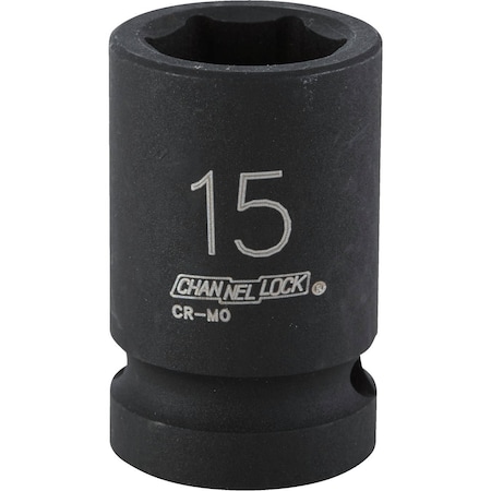 Channellock 1/2'' Drive 15 mm 6-Point Shallow Metric Impact Socket 315036
