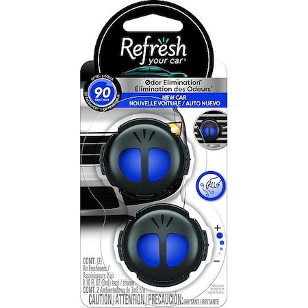 Refresh Air Freshener, Diffuser, Clear, New Car, PK2 RMD205-2AME