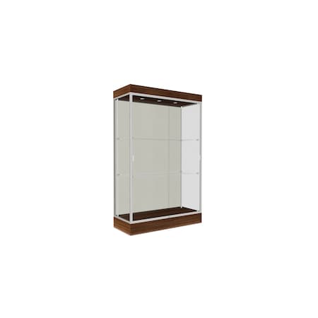 Ghent 76''H x 48''W x 20''D Edge Display Case 6'' Base w/ White Back & Satin Frame 92LFWH-SN-WNH