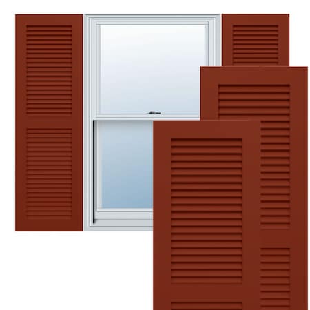 Ekena Millwork True Fit PVC Two Equal Louver Shutters, Pepper Red, 12W x 37H, PR TFP101LVF12X037MR