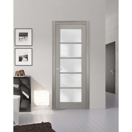 Sartodoors Double French Interior Door, 64" x 96", Concrete QUADRO4002ID-SSS-18