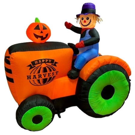 Santas Forest Inflatable Tractor w/Scarecrow, 6 ft H, Polyester, Multi Color 90981